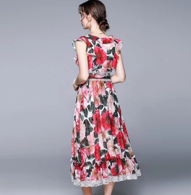 40'er Pink Kortærmet Kjole