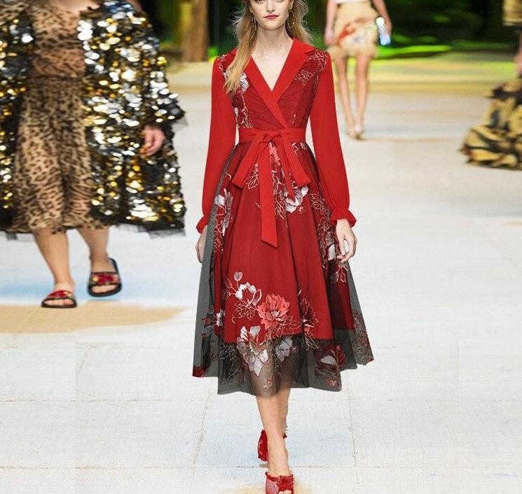 40'er Rød Og Hvid Kjole