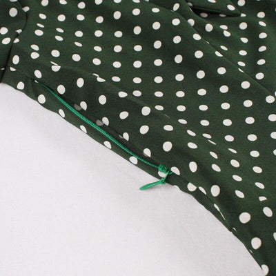 50'er Vintage Grøn Polka Dot Kjole
