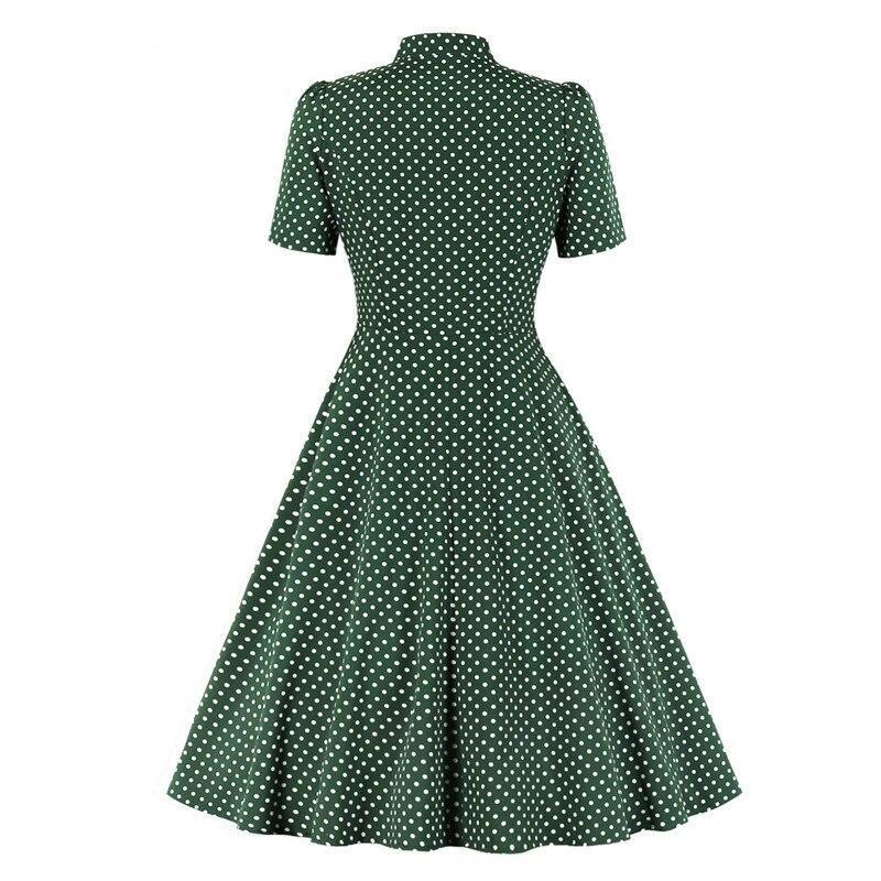 50'er Vintage Grøn Polka Dot Kjole