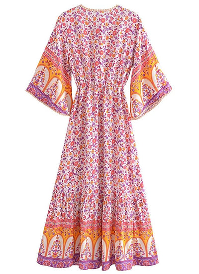 70'er Bohemian Flower Dress