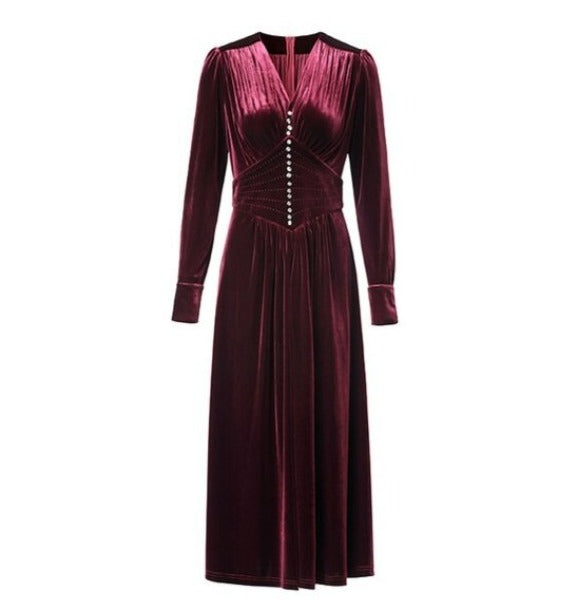 40'er Vintage Style Bourgogne Kjole