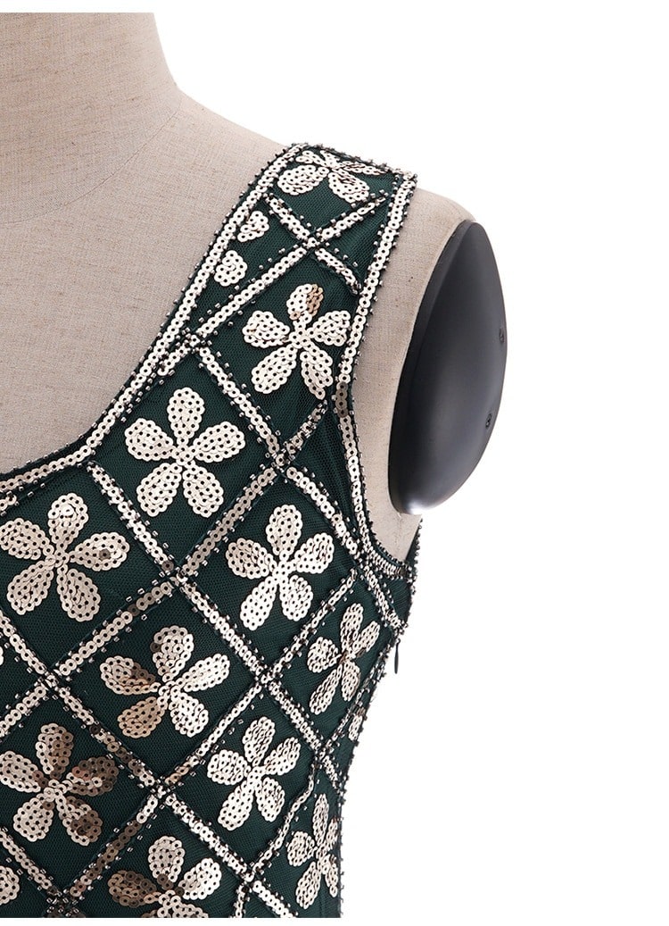 20'er Charleston Kjole - Grøn & Guld