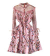 Vintage Pink Floral Kort Kjole