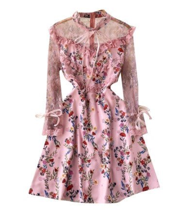 Vintage Pink Floral Kort Kjole