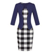 50'er Pencil Dress Blue Check