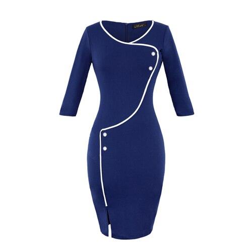 60'er Pencil Dress Blue