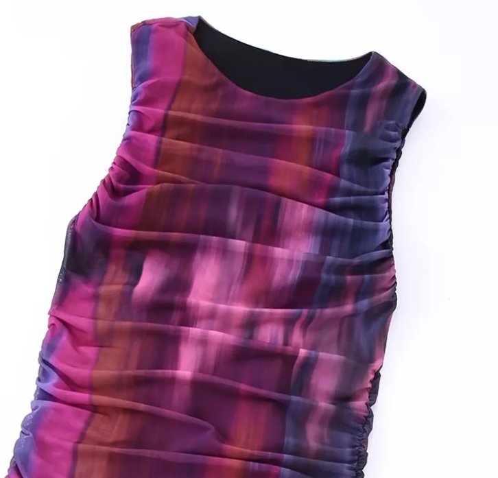 Farverig 70'er Aftenkjole