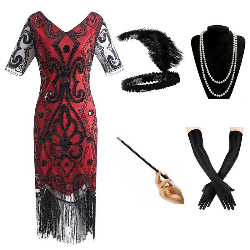 Rød 20'er Aftenkjole