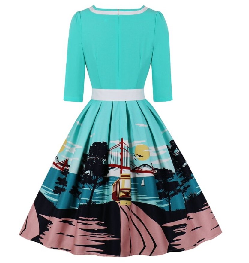 Plus Size 50'er Kjole San Francisco