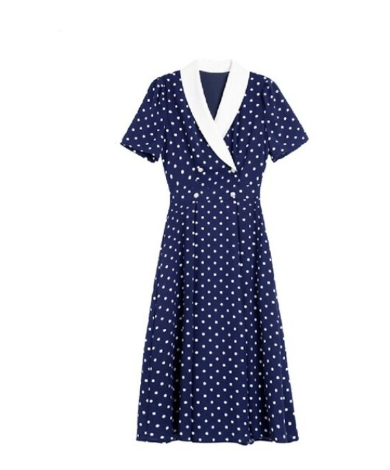Vintage Polka Dot Lige Kjole