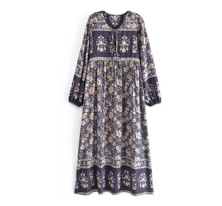 70'er Lige Kjole Blomster