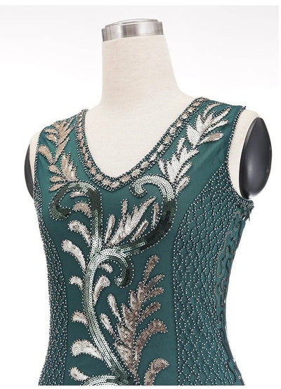 Grøn Og Guld Gatsby Spirit Dress