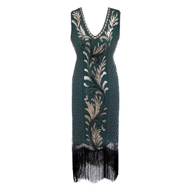 Grøn Og Guld Gatsby Spirit Dress
