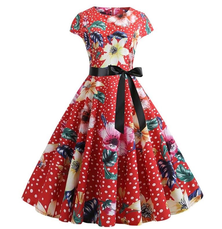 Vintage Kunstnerisk Blusset Kjole