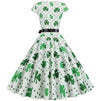 Vintage Hvid Polka Dot Flower Flared Kjole