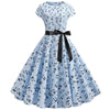 Vintage Music Blue Flared Kjole