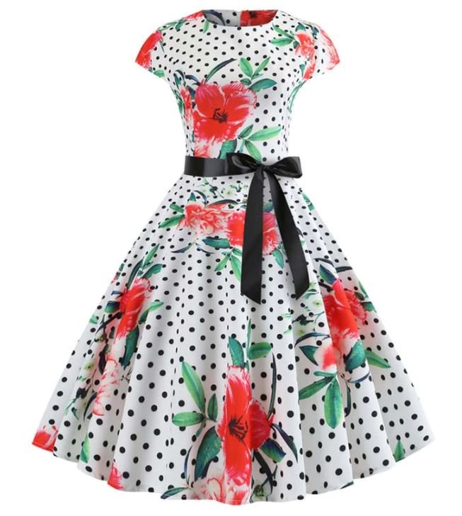 Vintage Poppies Flared Kjole