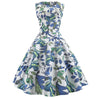 Vintage Blue Flowers Flared Kjole