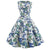 Vintage Blue Flowers Flared Kjole