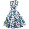 Vintage Blue Flowers Flared Kjole
