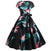Vintage Sort Blusset Kjole Med Fine Blomster