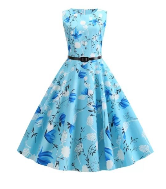 Forårs Vintage Blusset Kjole