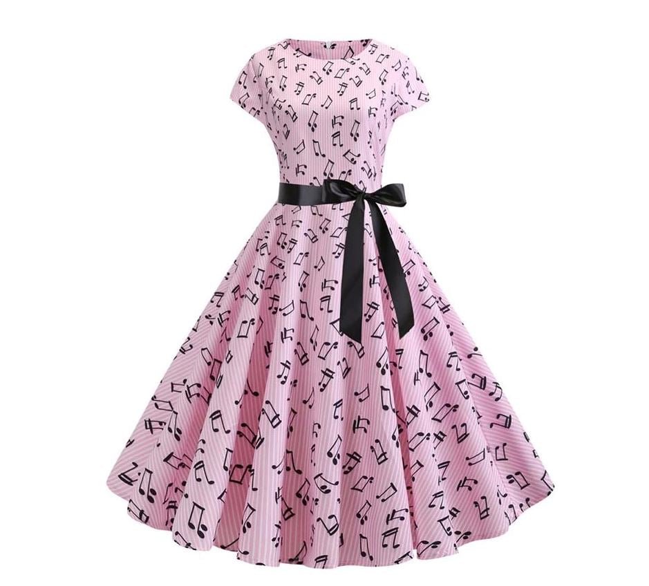 Forårs Vintage Pink Flared Kjole