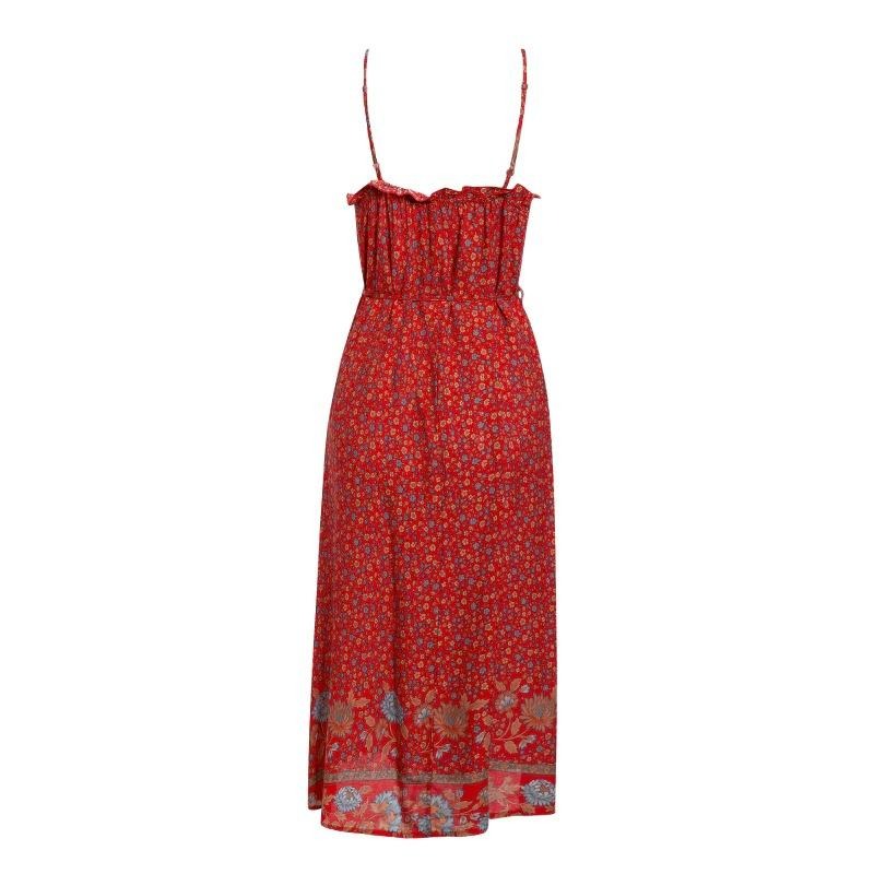 Vintage Rød Blomstret Kjole