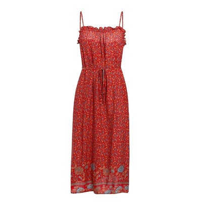 Vintage Rød Blomstret Kjole