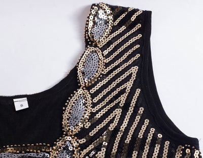 Sort Og Guld Kort Gatsby-Kjole