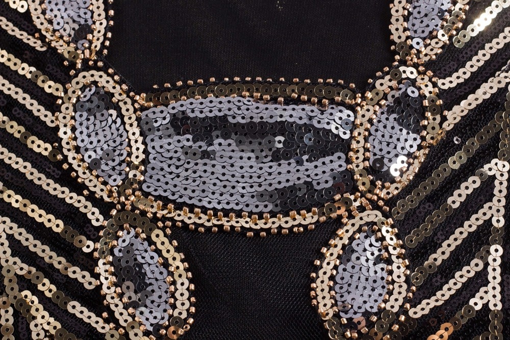 Sort Og Guld Kort Gatsby-Kjole