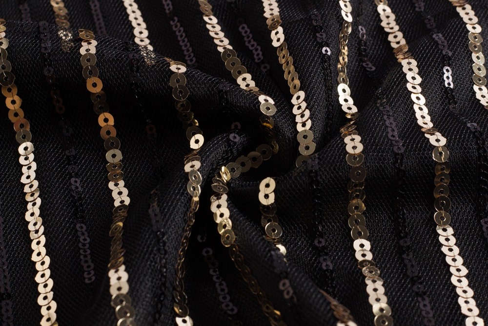 Sort Og Guld Kort Gatsby-Kjole