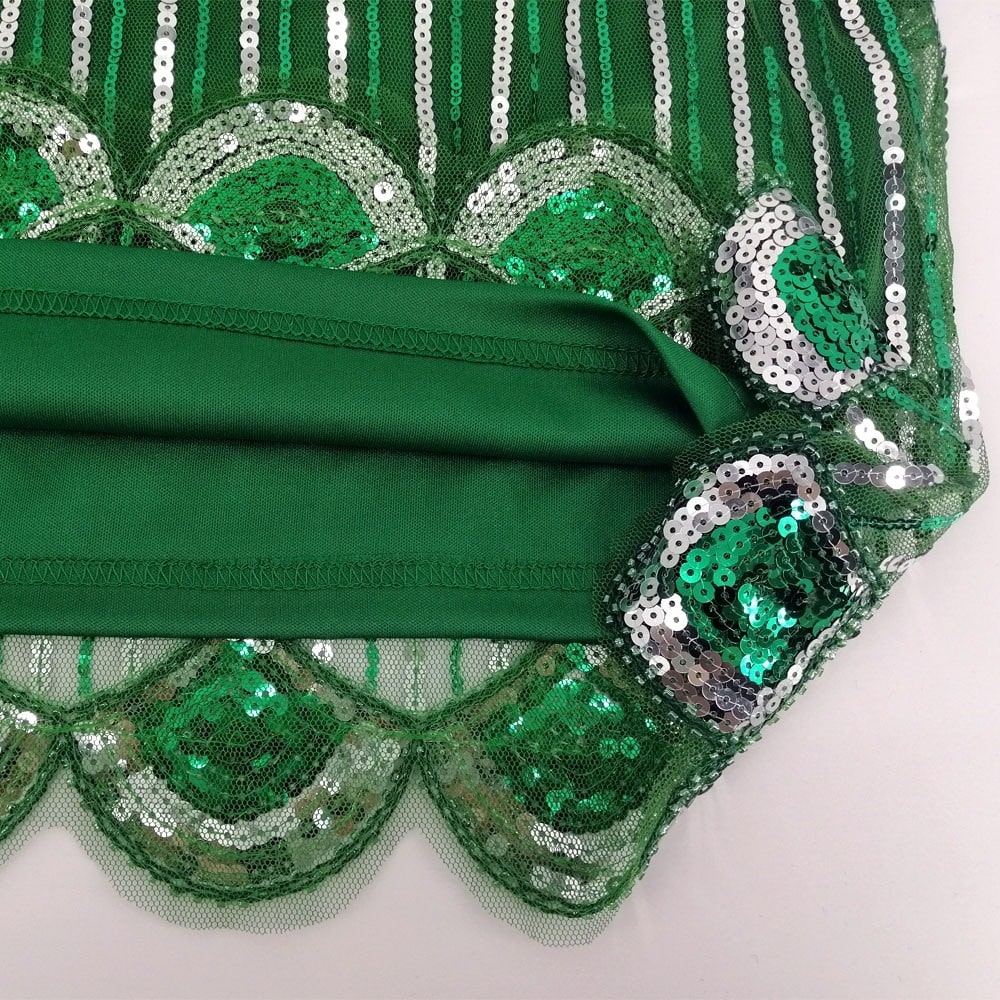 Grøn Kort Gatsby Kjole