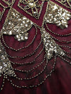 Burgund Haute Couture Lang Gatsby-Kjole