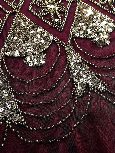 Burgund Haute Couture Lang Gatsby-Kjole