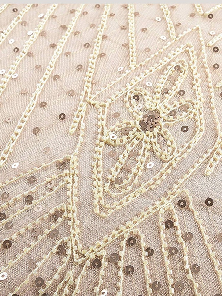 Elfenbensfarvet Haute Couture Lang Gatsby-Kjole