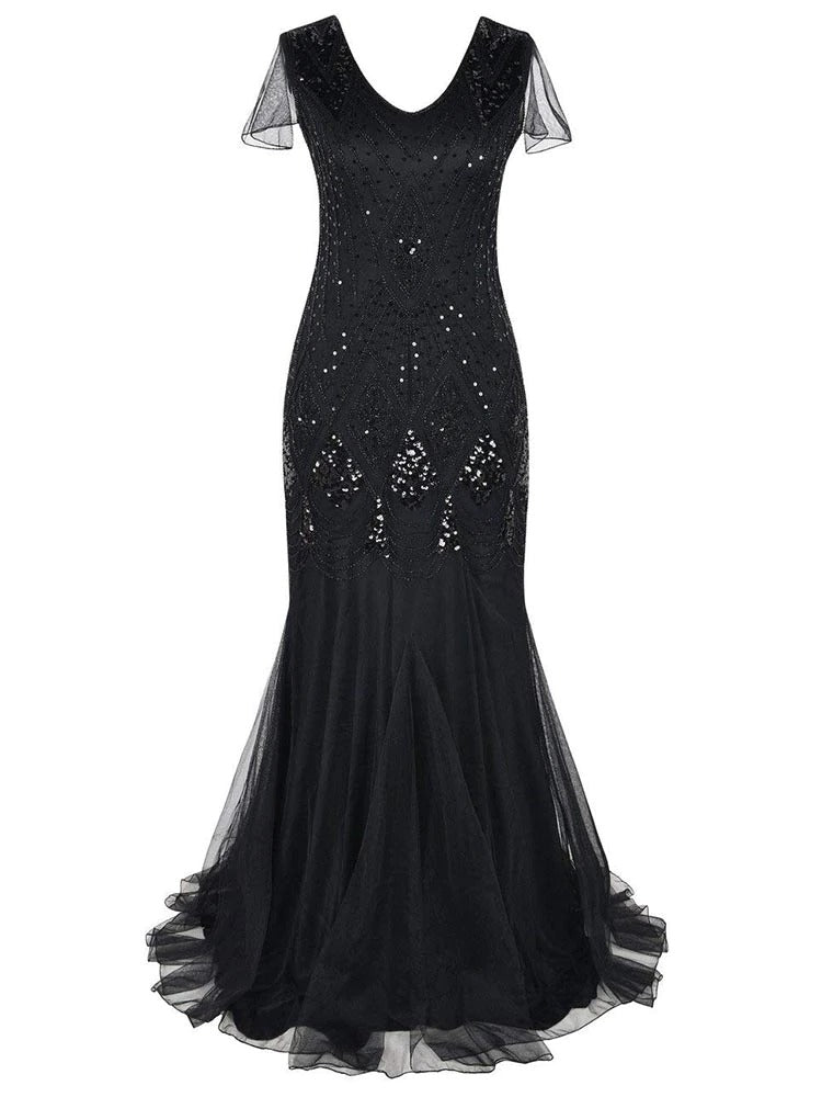 Lang Sort Haute Couture Gatsby Kjole