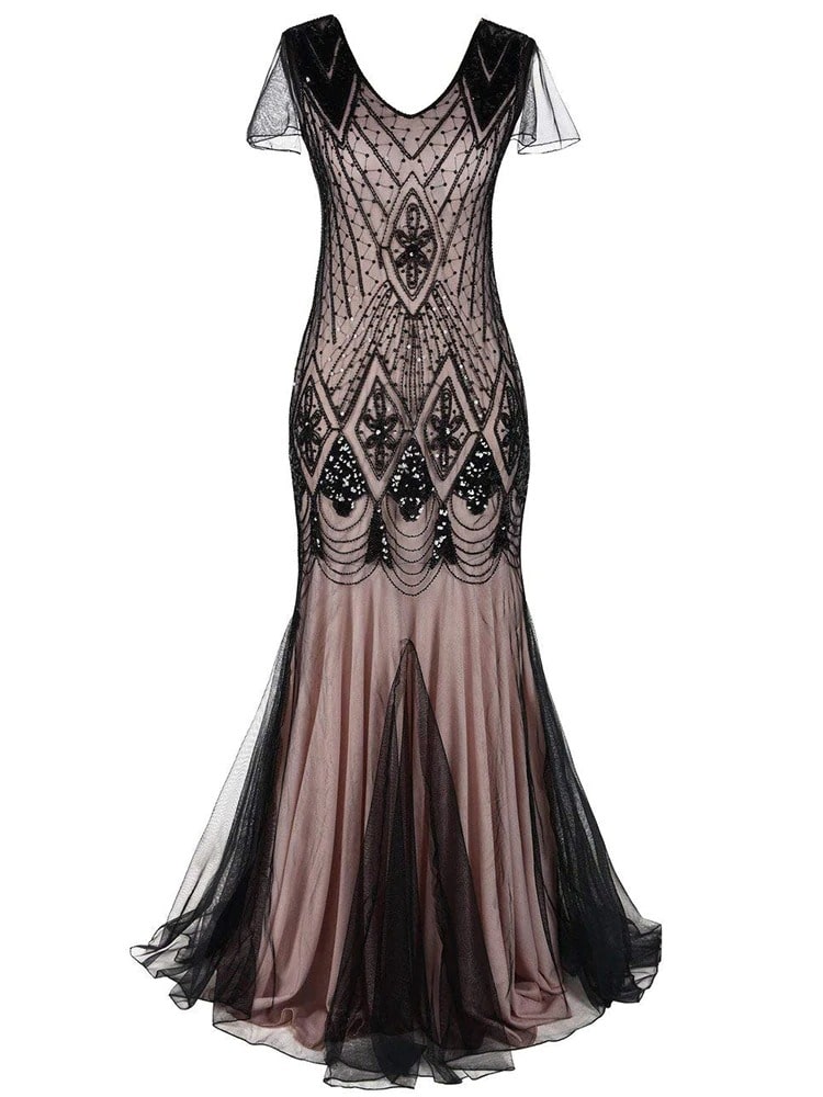 Pink Haute Couture Lang Gatsby-Kjole
