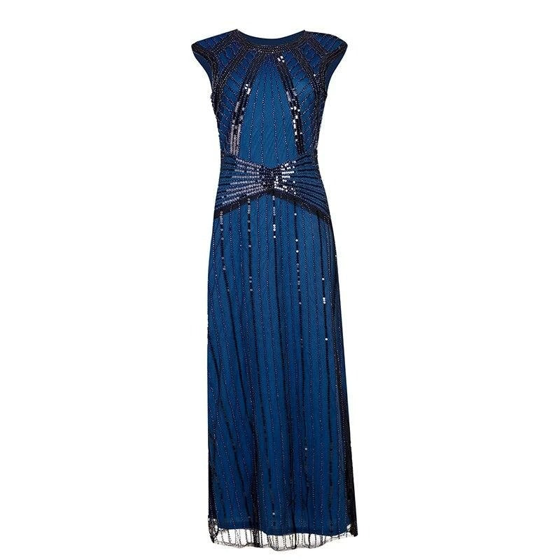Chic Marineblå Lang Gatsby-Kjole