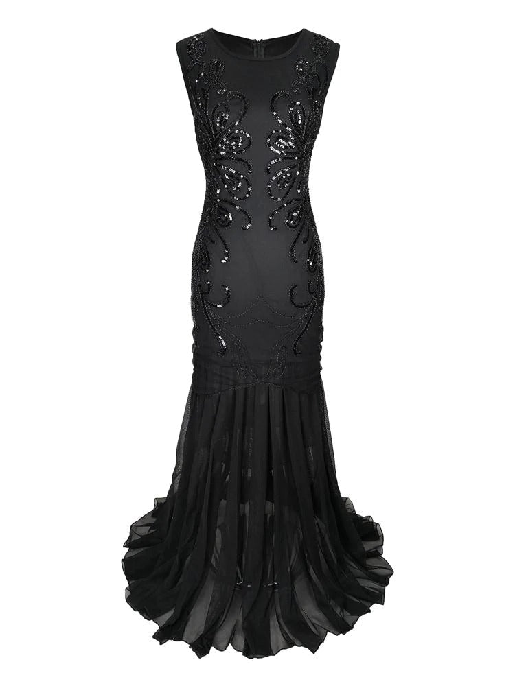 Lang Gatsby-Kjole - Retro Chic Sort