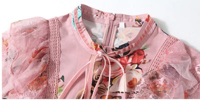 Lang Vintage Blomsterkjole Pink
