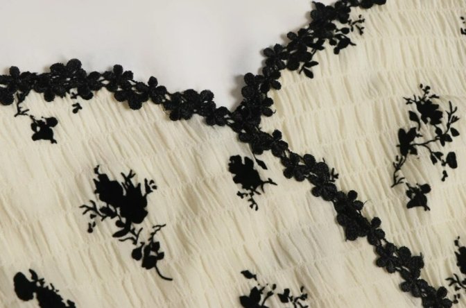 Vintage Kakiblomstret Lang Kjole