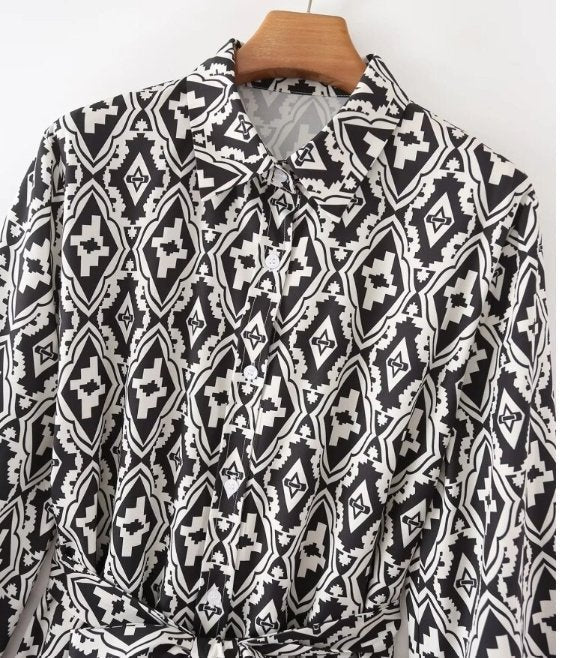 70'er Sort/Hvid Kjole Til Kvinder