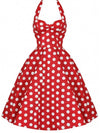 50'er Rød Polka Dot Pin Up Kjole