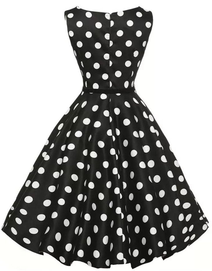 1950'erne Polka Dot Retro Pin-Up Rockabilly Kjole