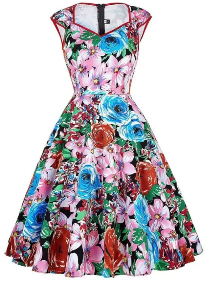 50'er Vintage Kjole I Blomsterstil