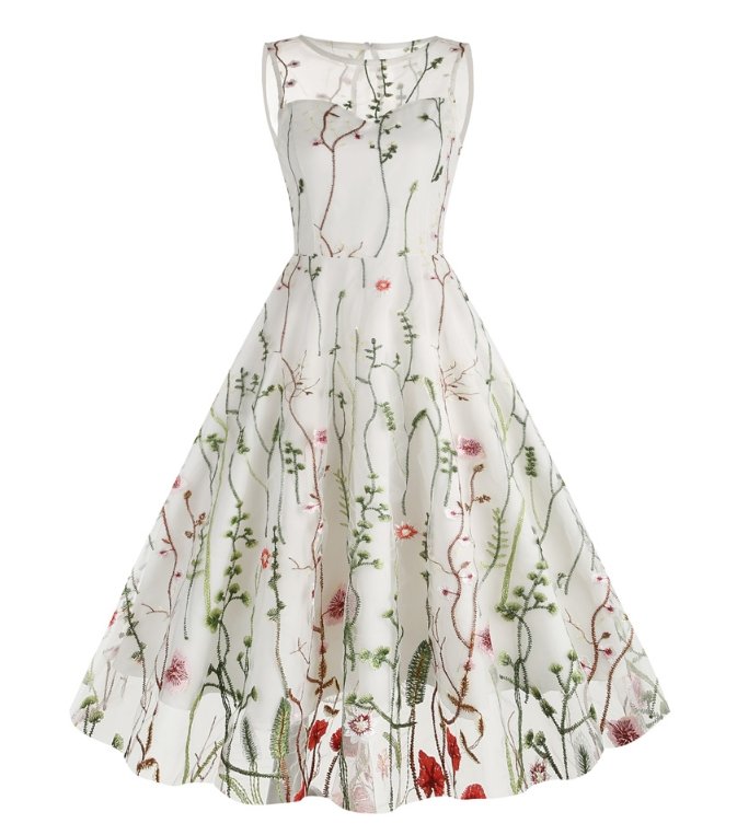 Vintage Blomsterkjole I 50'er Stil