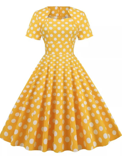 50'er Stil Kjole Vintage Nyheder Gul