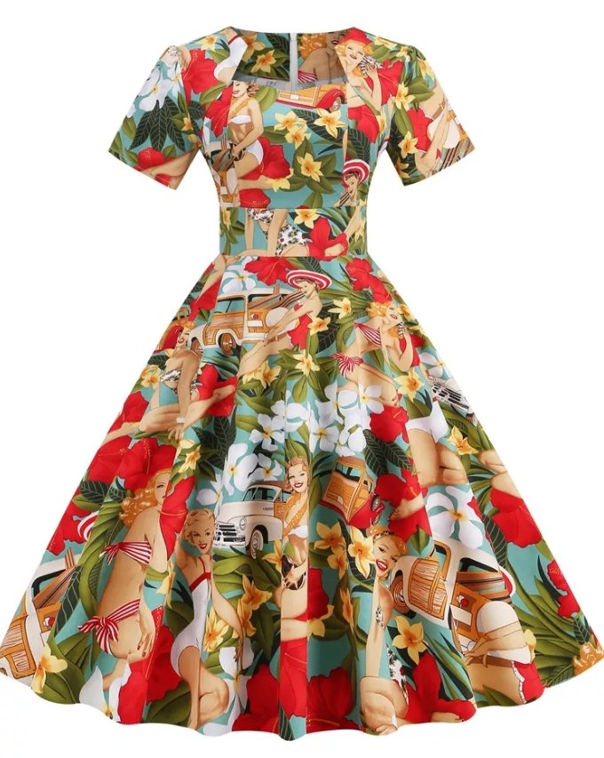 50'er Vintage Patchwork Stil Kjole
